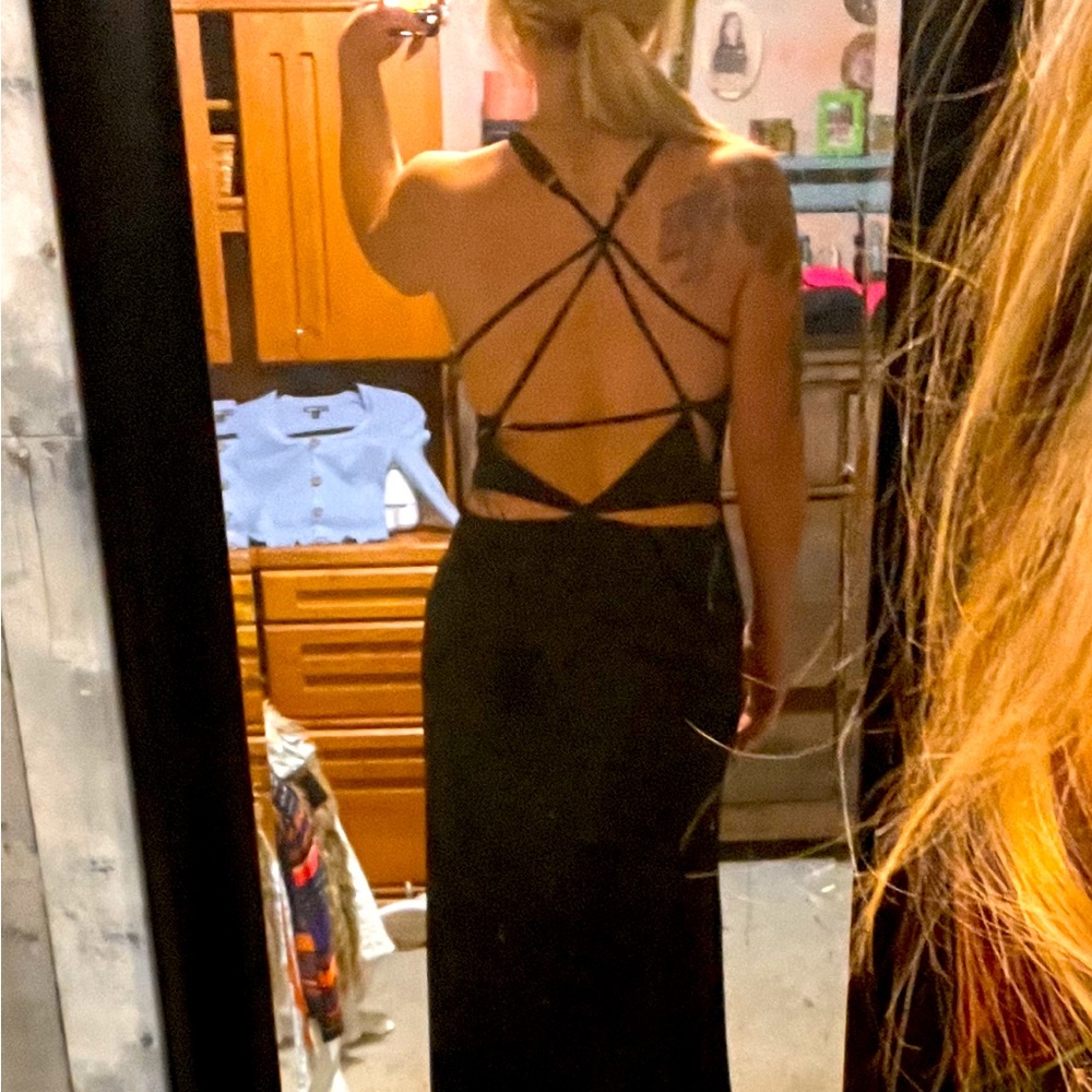 Black strappy maxi dress